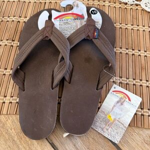Rainbow Sandals Brown Flip Flops women size 10 new!